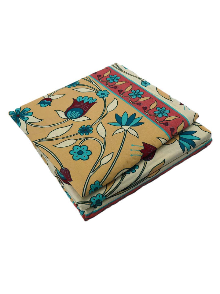 BOMBAY DYEING Cardinal Beige Floral Printed Cotton 120 TC Queen Bedsheet Set 2.54 x 2.24m