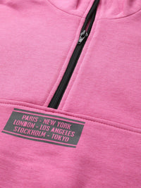 STREET 9 Women Pink Solid Pure Cotton Crop Sweatshirt