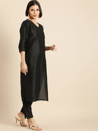 Anouk Women Black Kurta with Trousers & With Dupatta