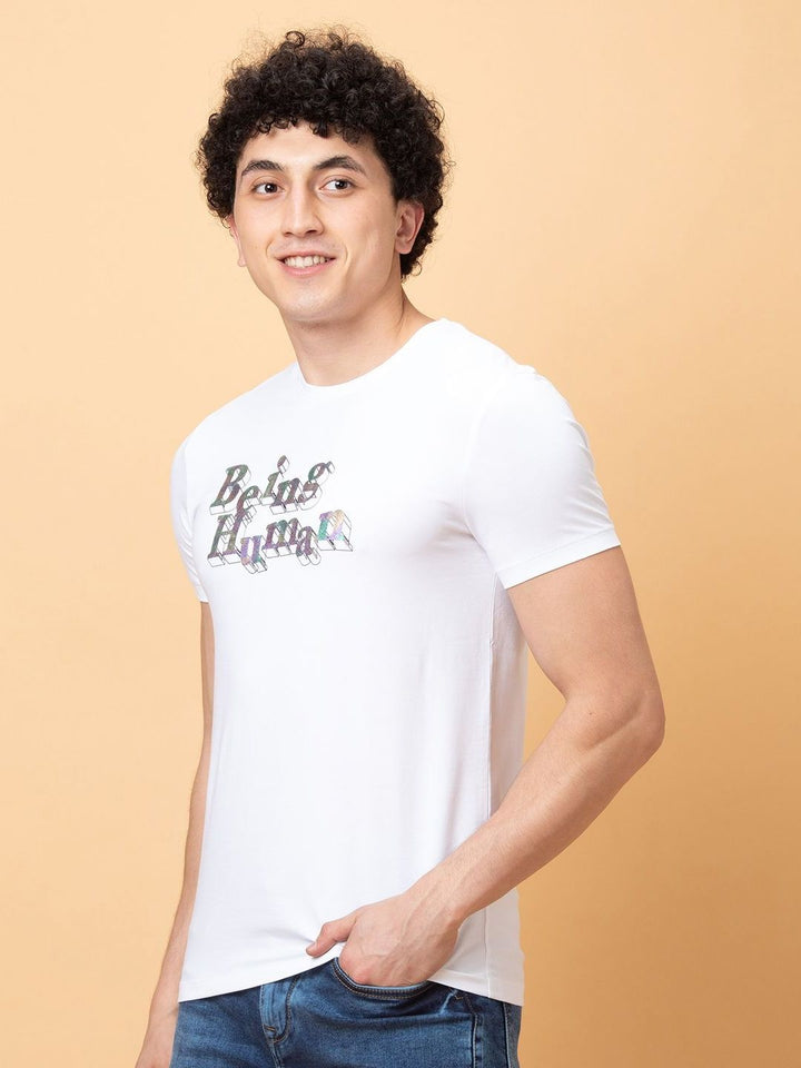 Being Human Men Typography Printed Applique T-shirt