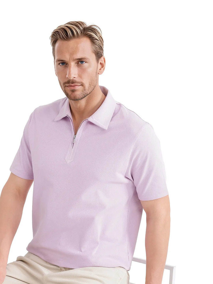 RARE RABBIT Men Solid Polo Collar Cotton T-shirt