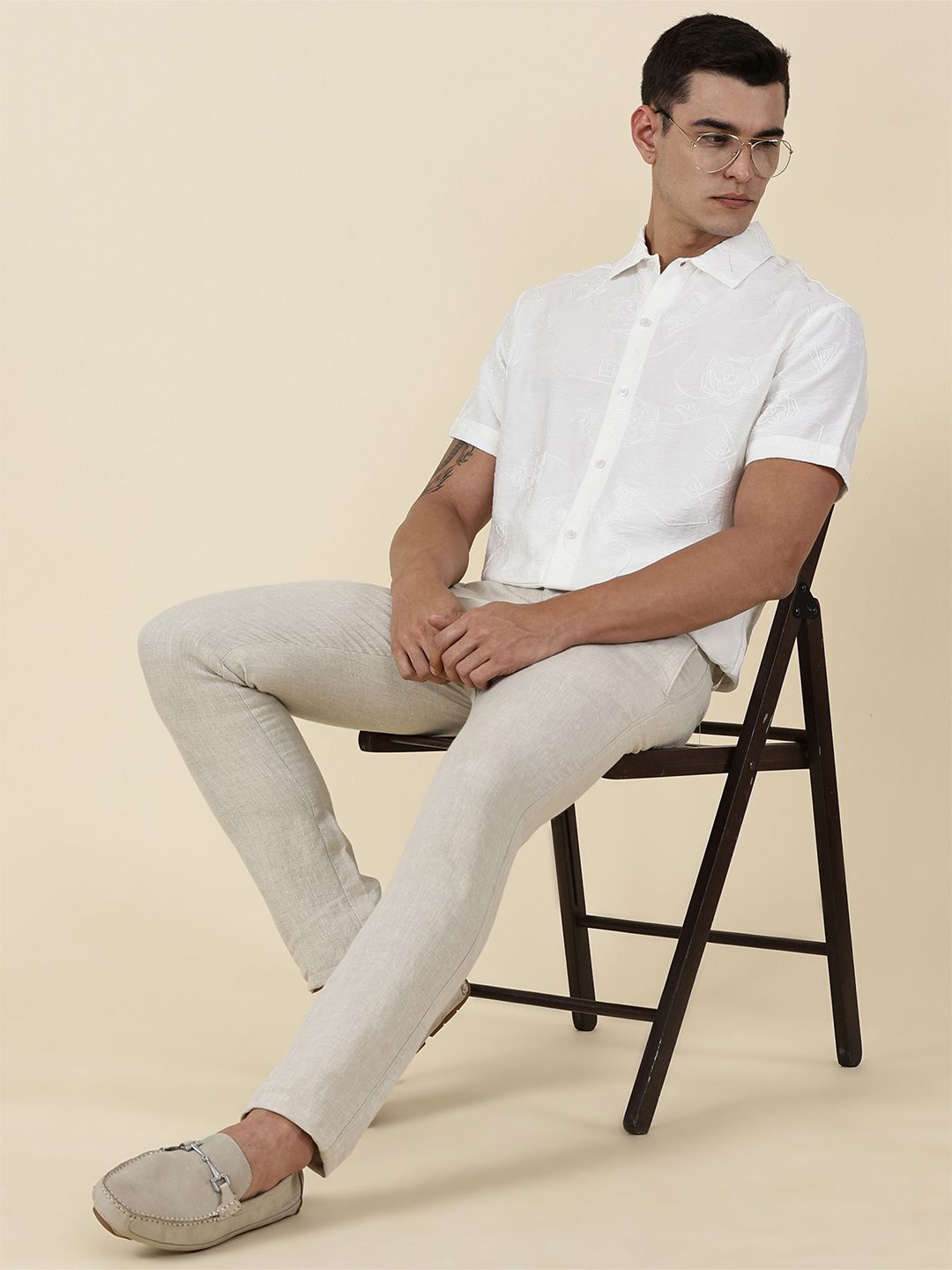 Thomas Scott Men Embroidered Regular Fit Casual Shirt