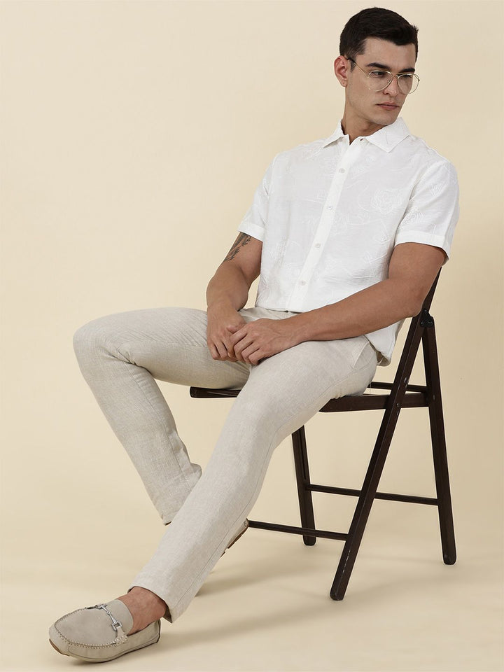 Thomas Scott Men Embroidered Regular Fit Casual Shirt