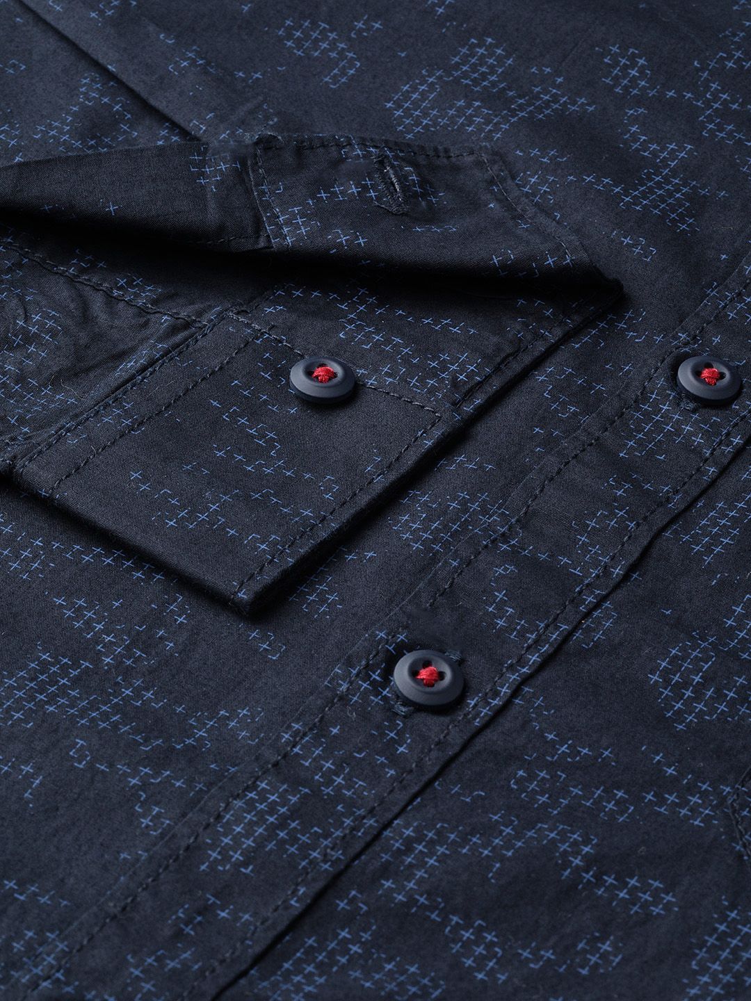 SPYKAR Men Black & Blue Slim Fit Printed Casual Shirt