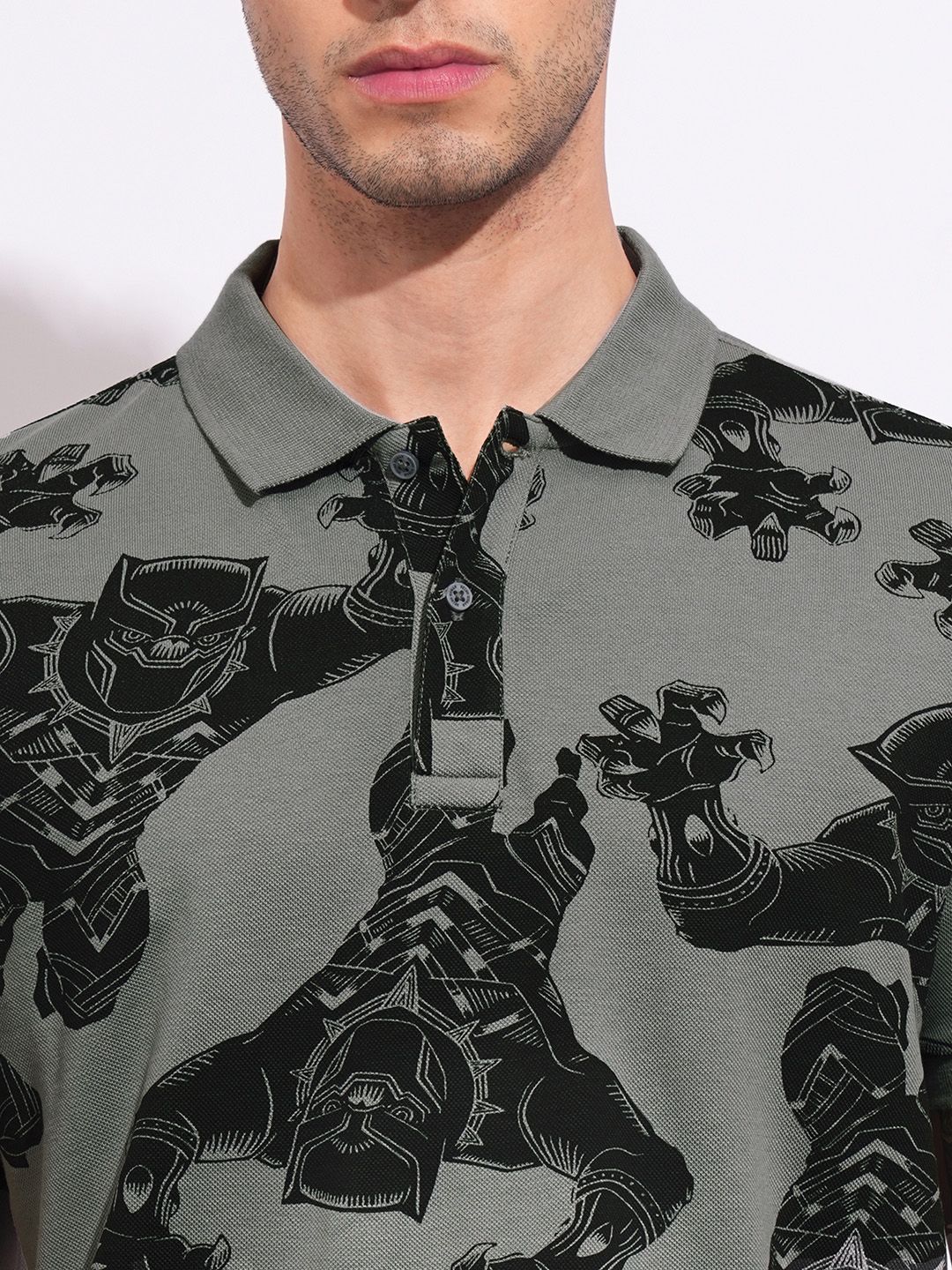 Being Human Black Panther Graphic Printed Polo Collar Pure Cotton T-shirt