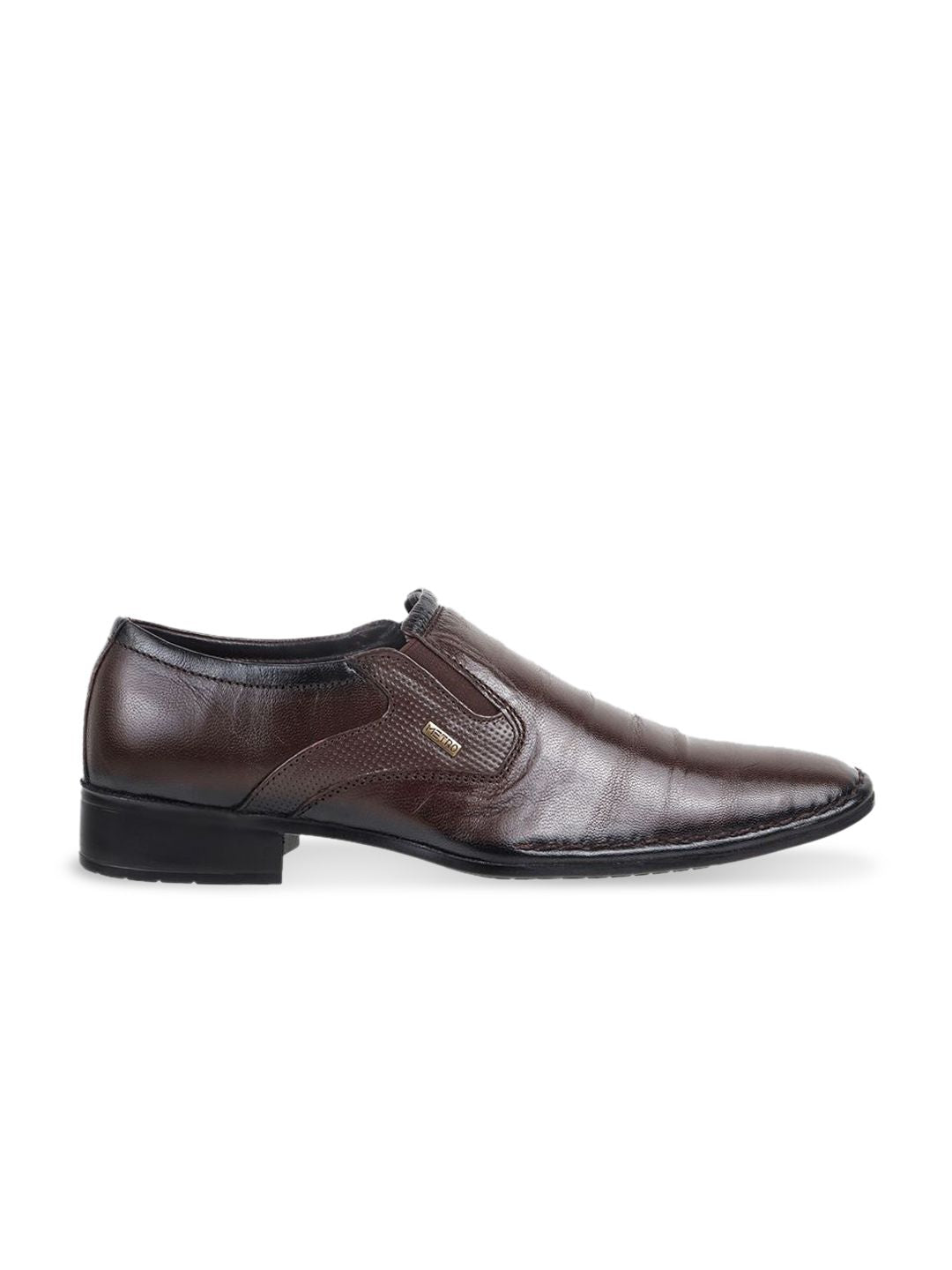 Metro Men Leather Round Toe Formal Slip-Ons