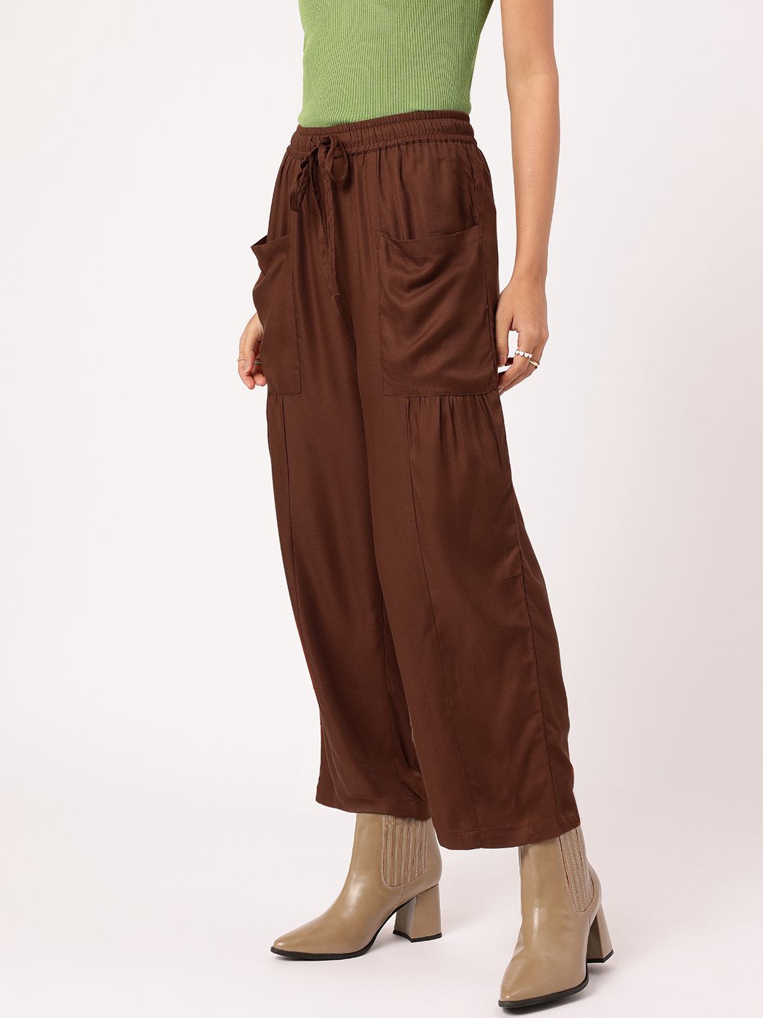 DressBerry Women Stylish Statement Relaxed Fit Trousers with Box Pockets