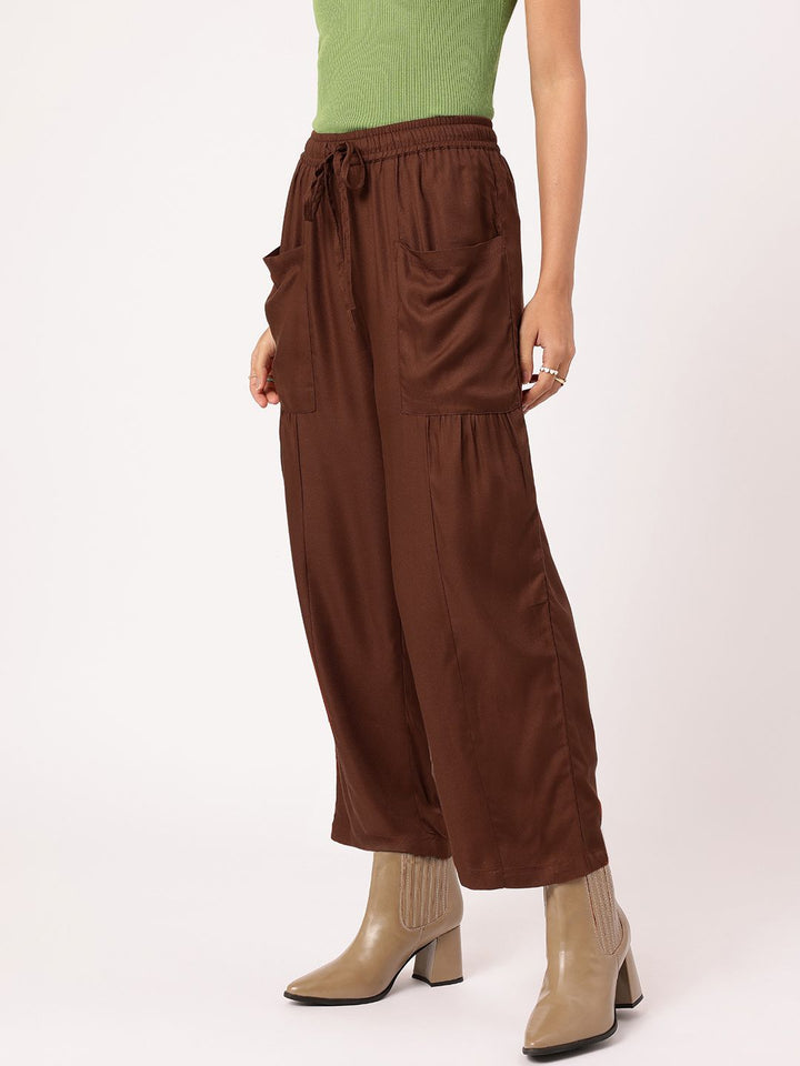 DressBerry Women Stylish Statement Relaxed Fit Trousers with Box Pockets