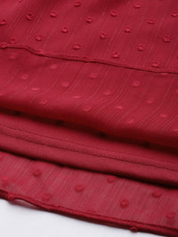 AND Maroon Off-Shoulder Ruffles Top