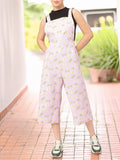DressBerry Vibrant-Blooms Floral Printed Shoulder Straps Jumpsuit