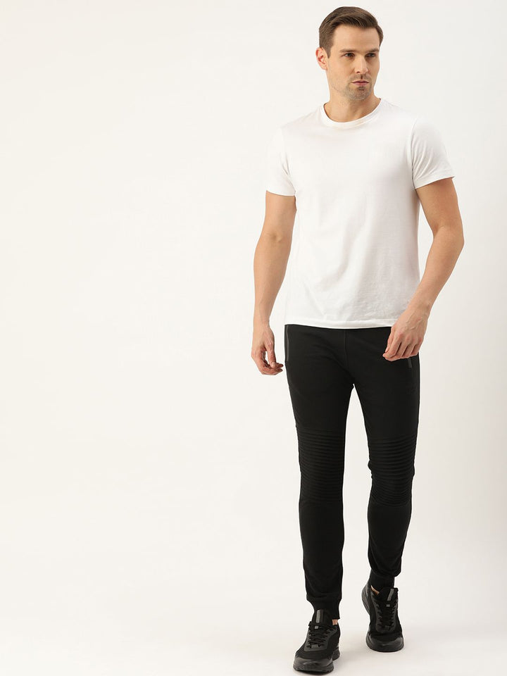 The Indian Garage Co Men Black Solid Pleated Detail Joggers