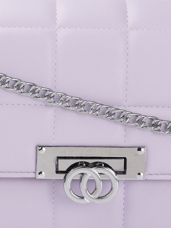 Lino Perros Women Lavender Solid Quilted Structured Sling Bag