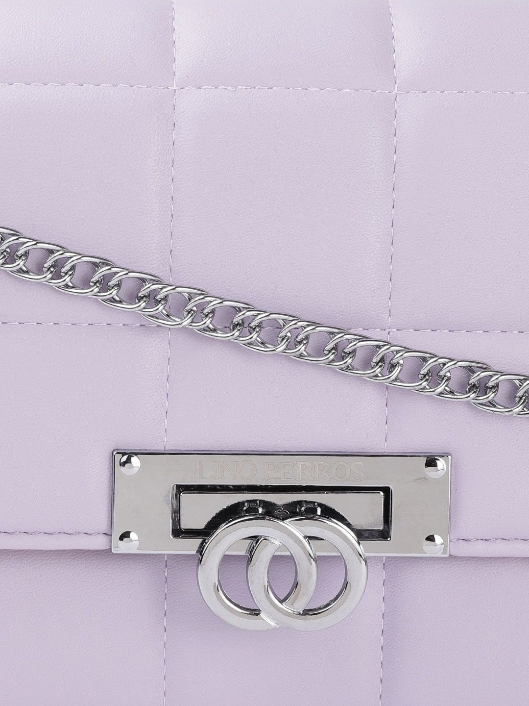 Lino Perros Women Lavender Solid Quilted Structured Sling Bag