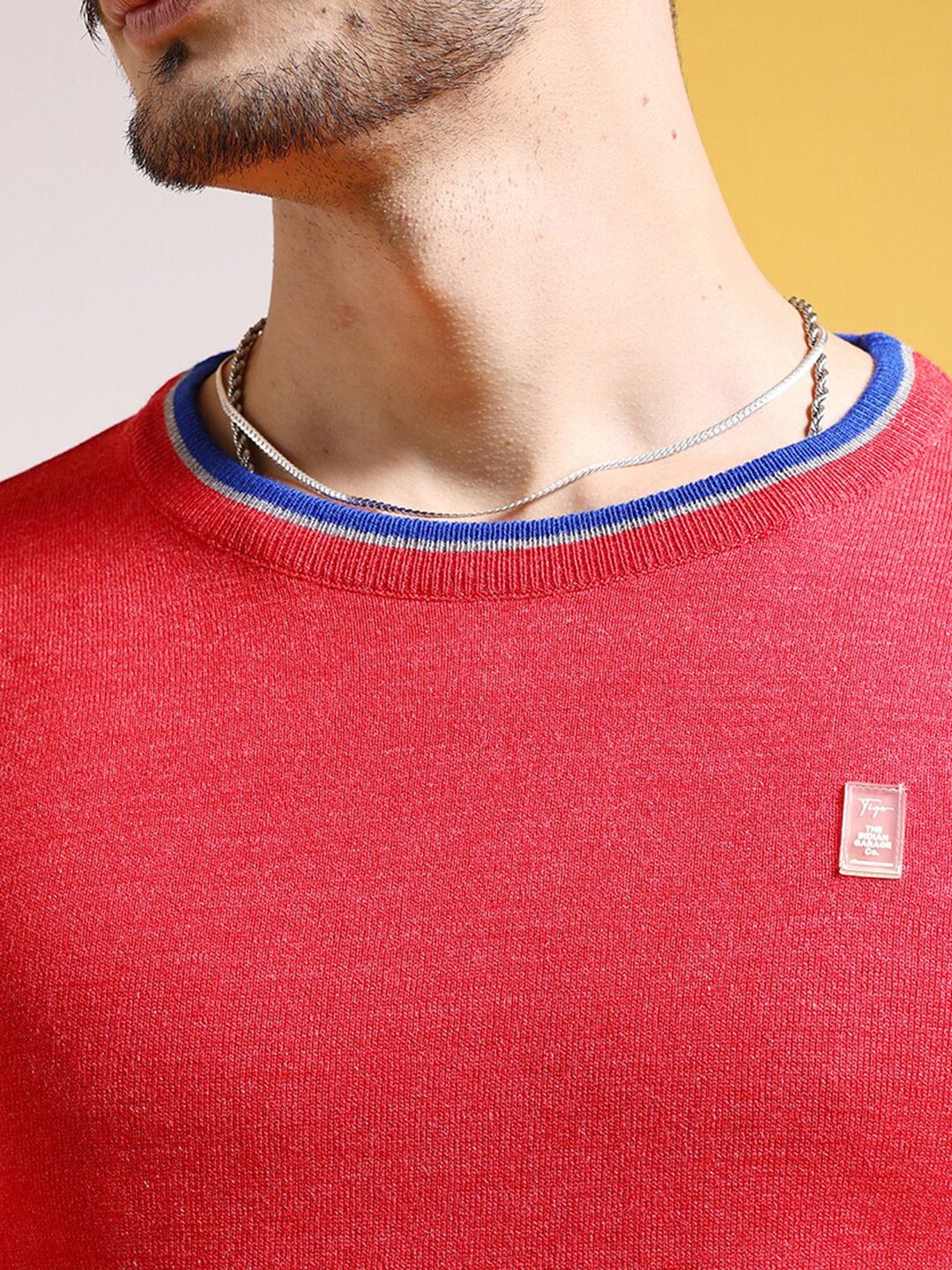 The Indian Garage Co Red Round Neck Acrylic Pullover
