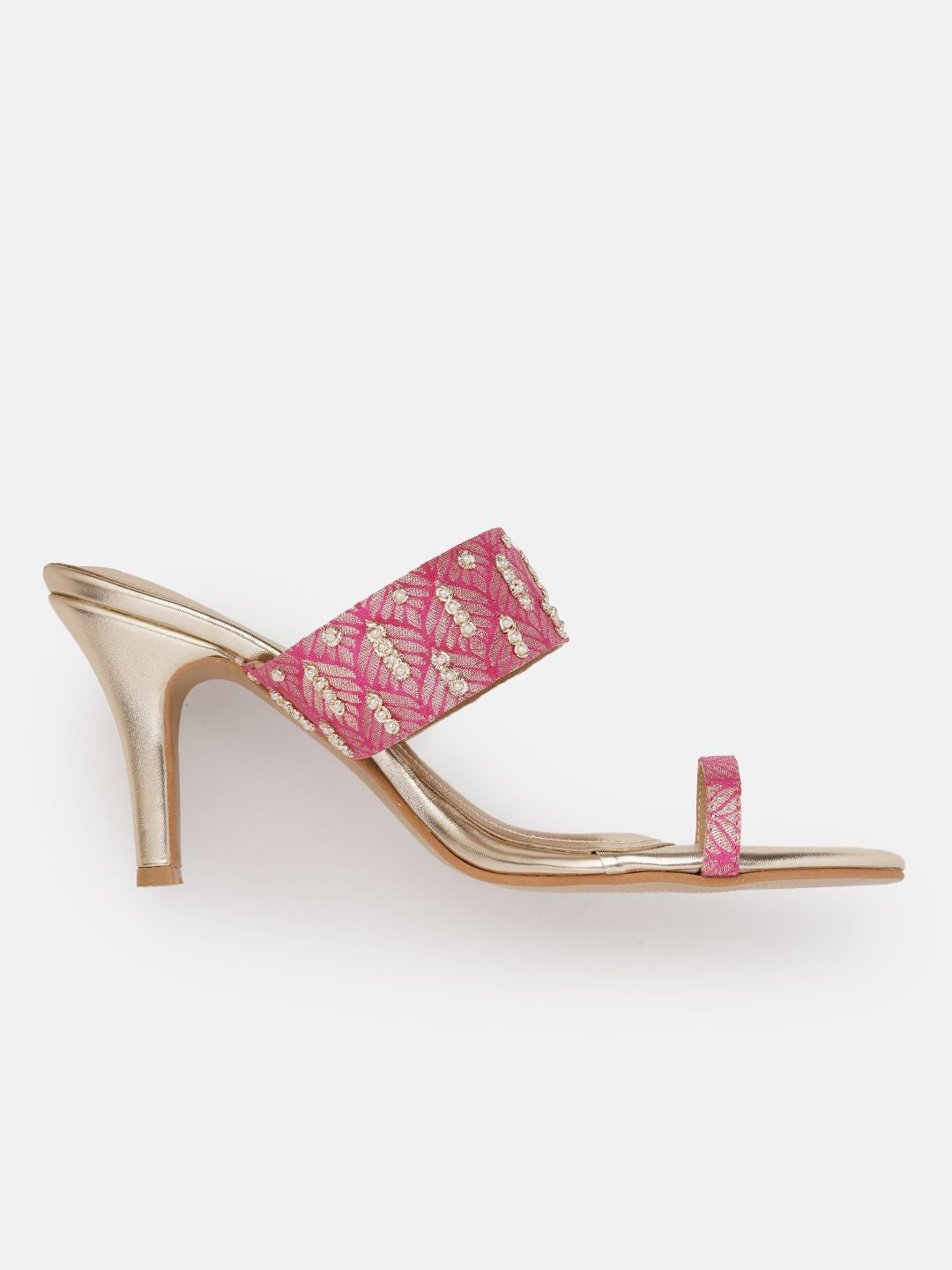 House of Pataudi Woven Design Ethnic One Toe Slim Heels