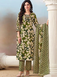 Varanga Women Floral Printed Regular Kurta with Trousers & With Dupatta