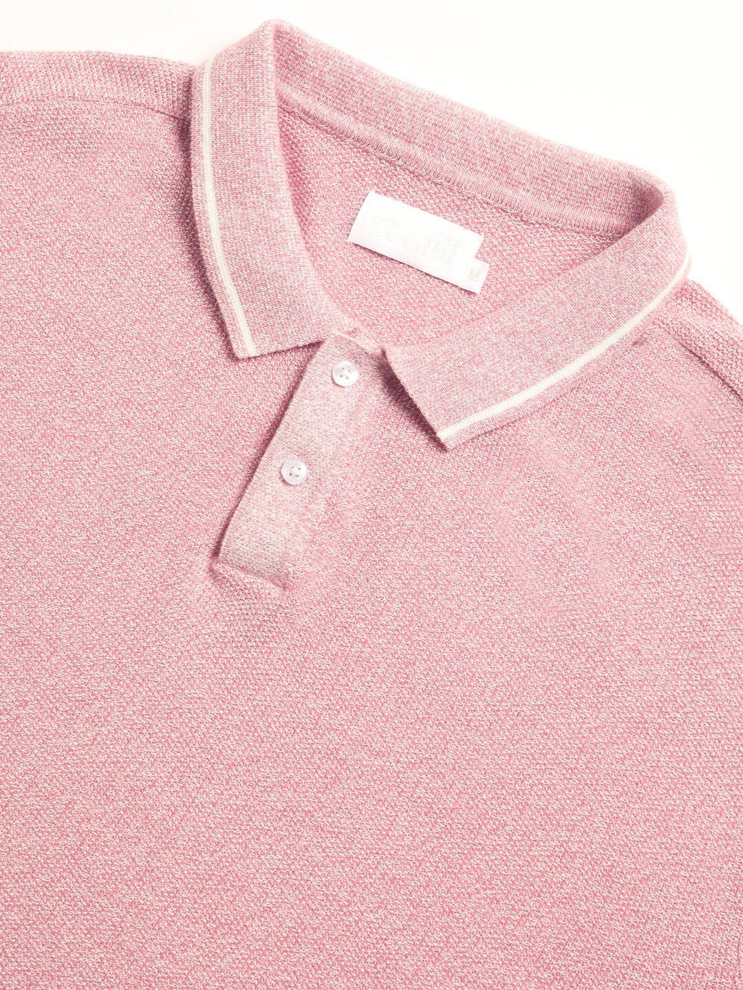 THE BEAR HOUSE Self Design Polo Collar Pure Cotton T-shirt