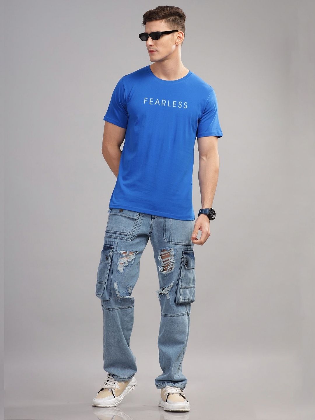 ADRO Men Typography Applique T-shirt