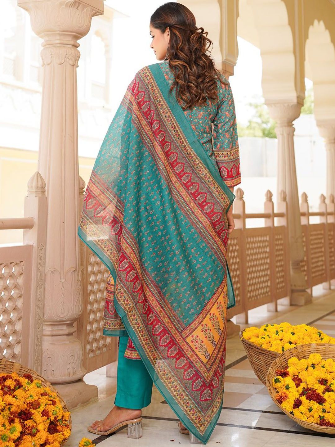 KALINI Women Ethnic Motifs Printed Kurta with Trousers & With Dupatta