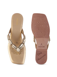 Mochi Embellished Open Toe Flats