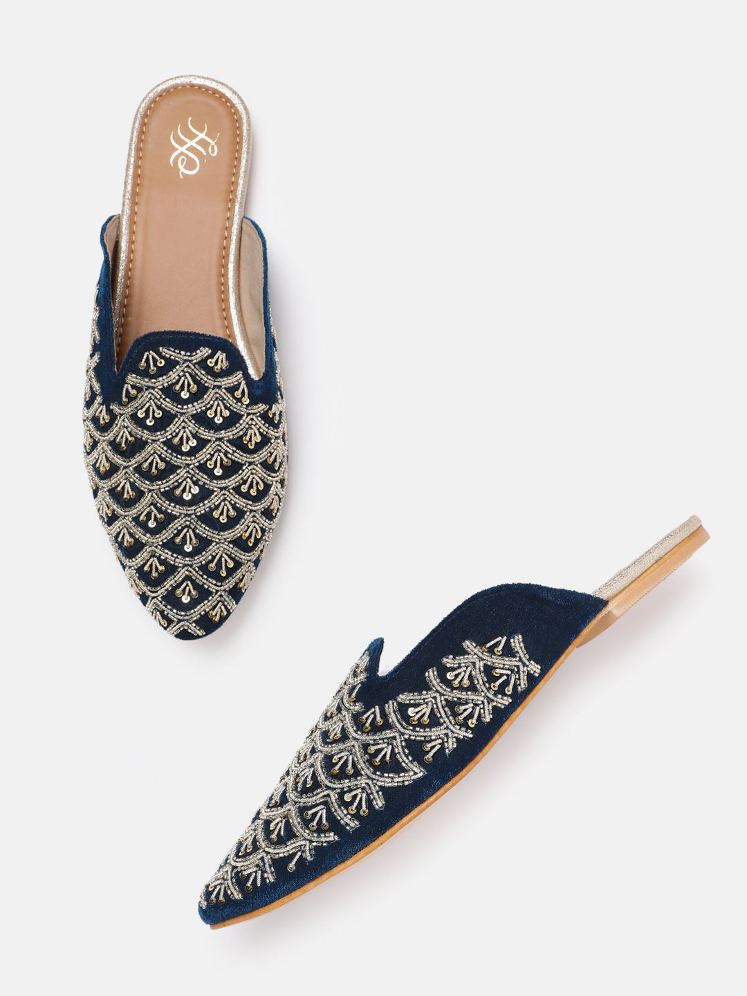 House of Pataudi Ethnic Embellished Mules