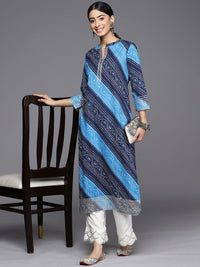 Varanga Women Navy Blue & Blue Bandhani Printed Kurta