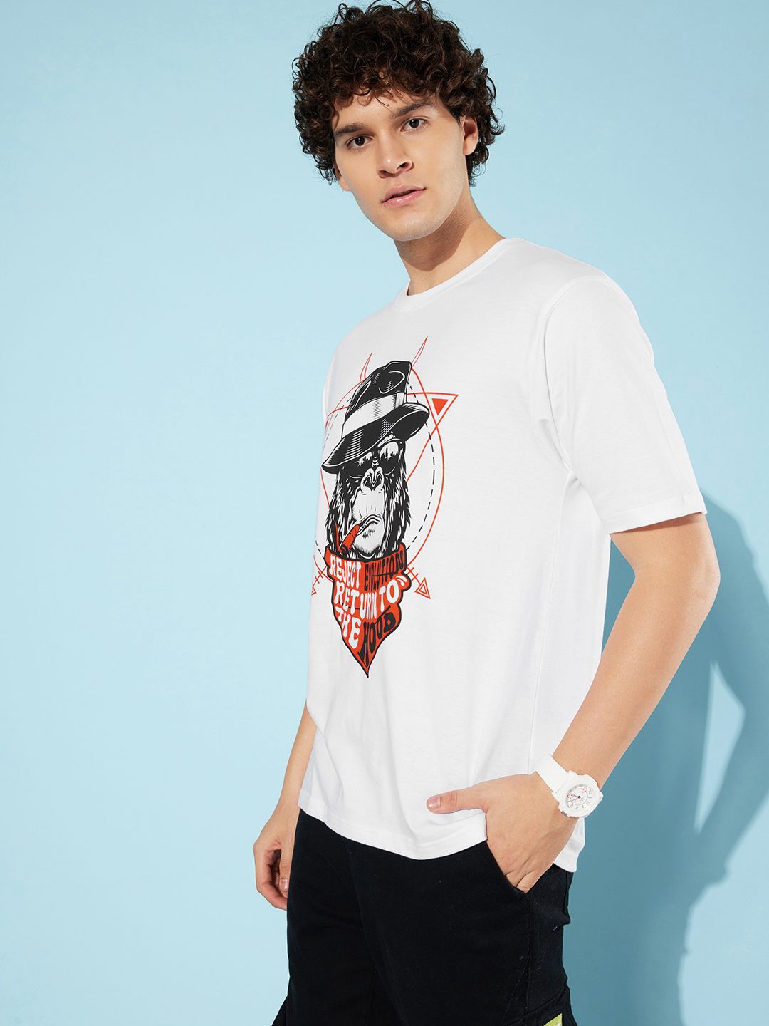Difference of Opinion Men Printed Pure Cotton Oversize T-shirt