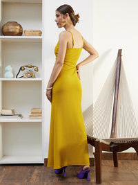 Berrylush Yellow Shoulder Straps Maxi Dress