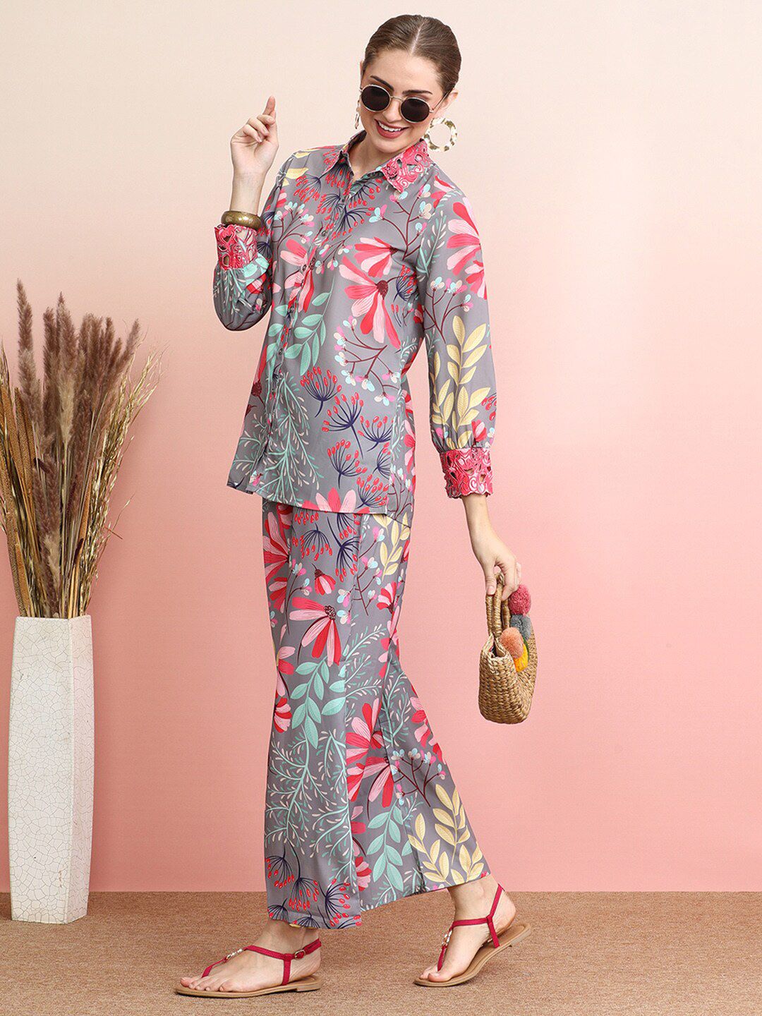 Indo Era Printed Shirt With Palazzo Co-Ords