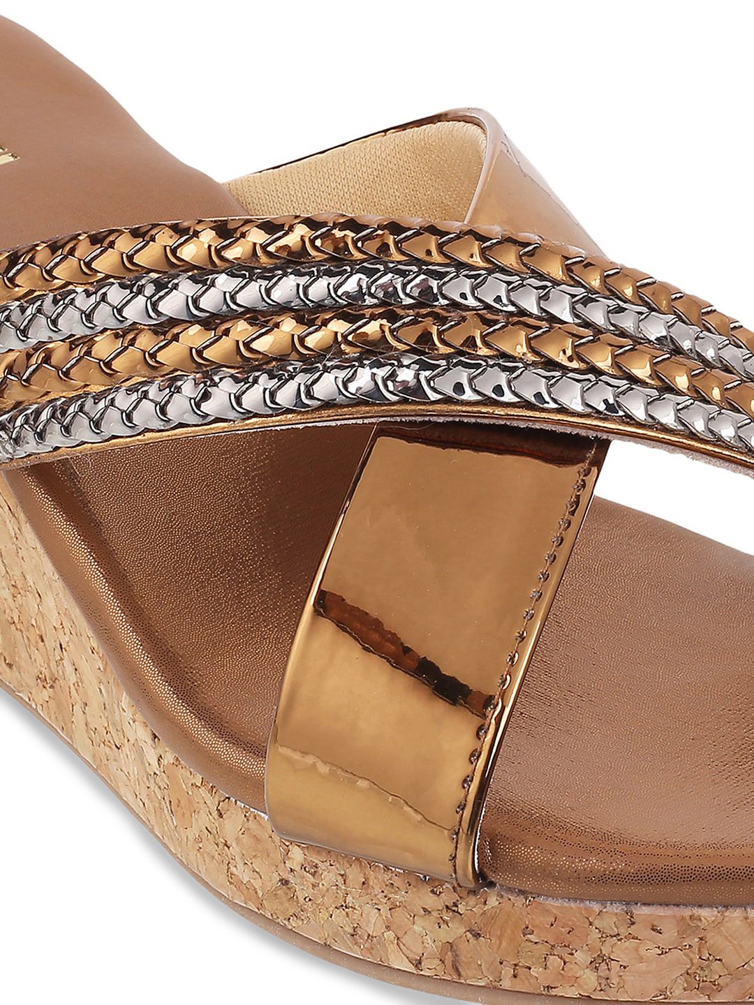 Mochi Gold-Toned Wedge Sandals