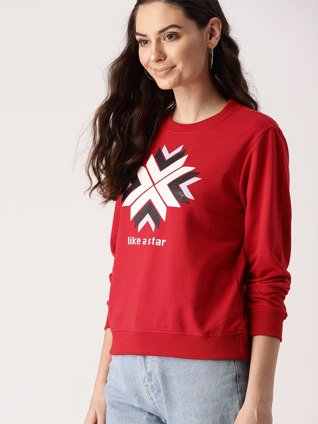 DressBerry Women Red Printed Sweatshirt