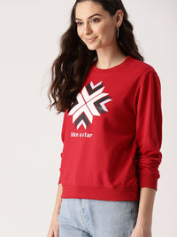DressBerry Women Red Printed Sweatshirt