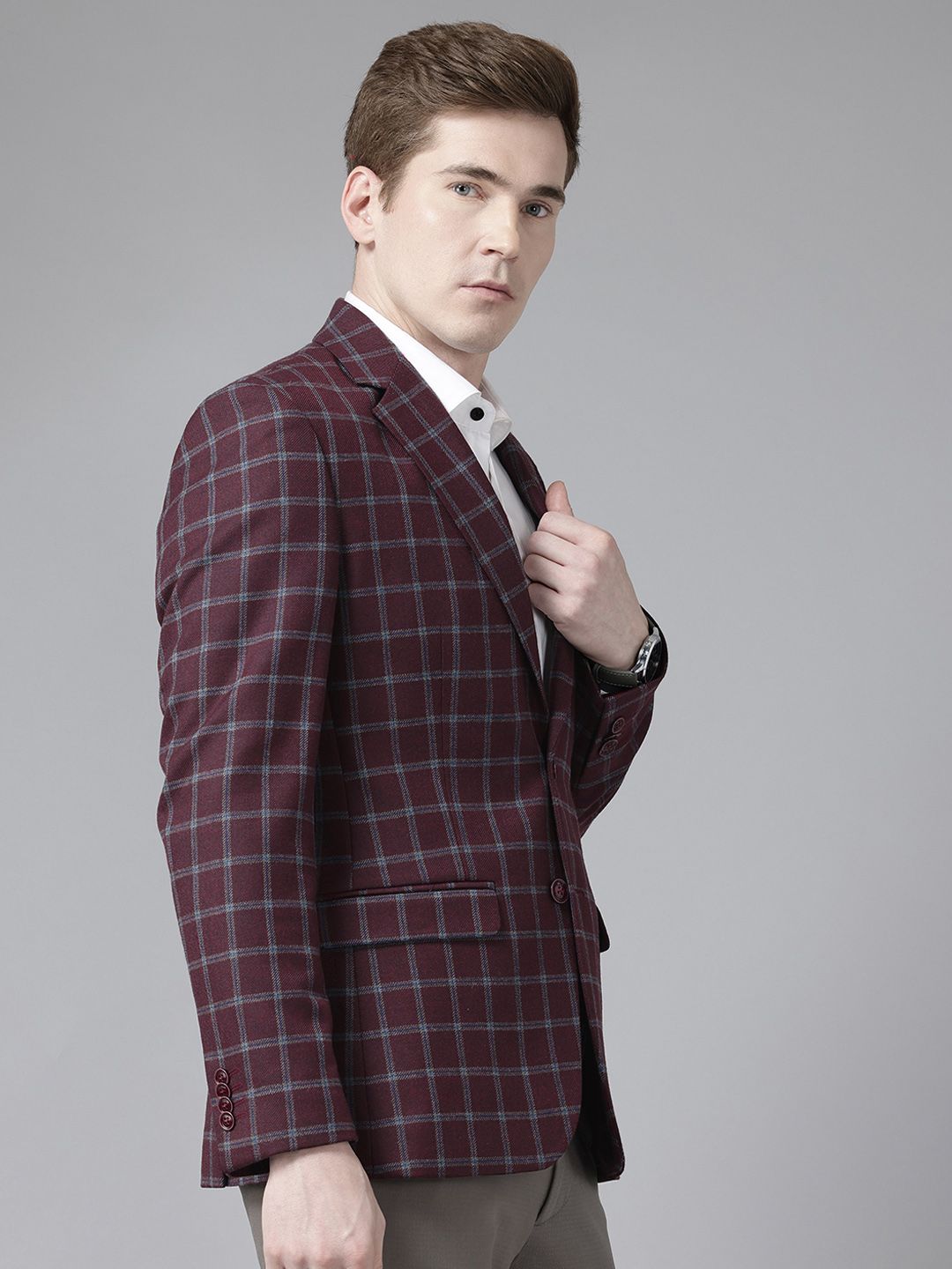 Park Avenue Checked Single-Breasted Semiformal Blazer