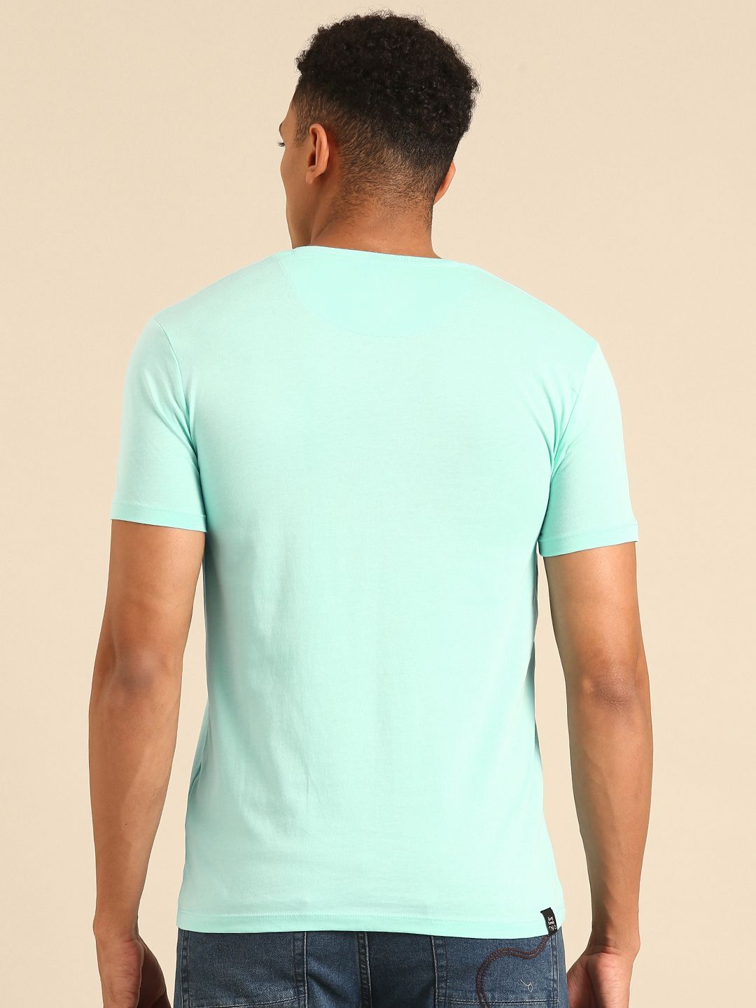 Being Human V-Neck Pure Cotton T-shirt with Minimal Print