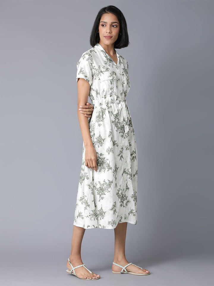 W White Floral Midi Dress