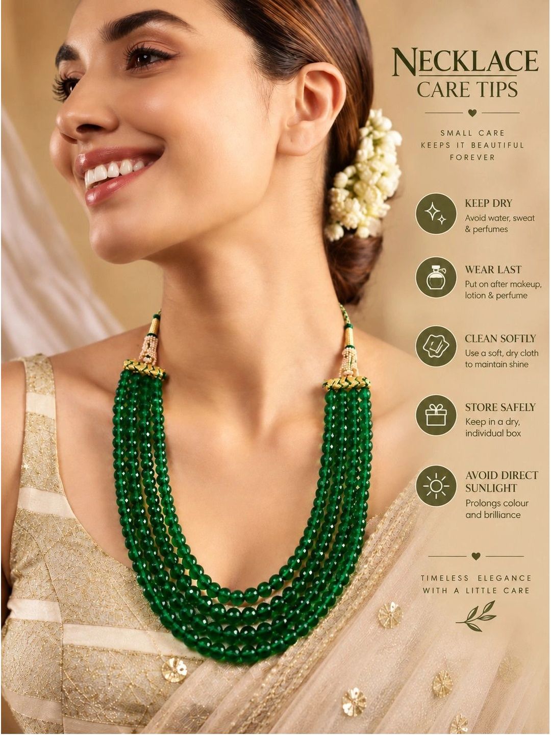 Kalung Manik Tiruan Bersalut Emas PANASH