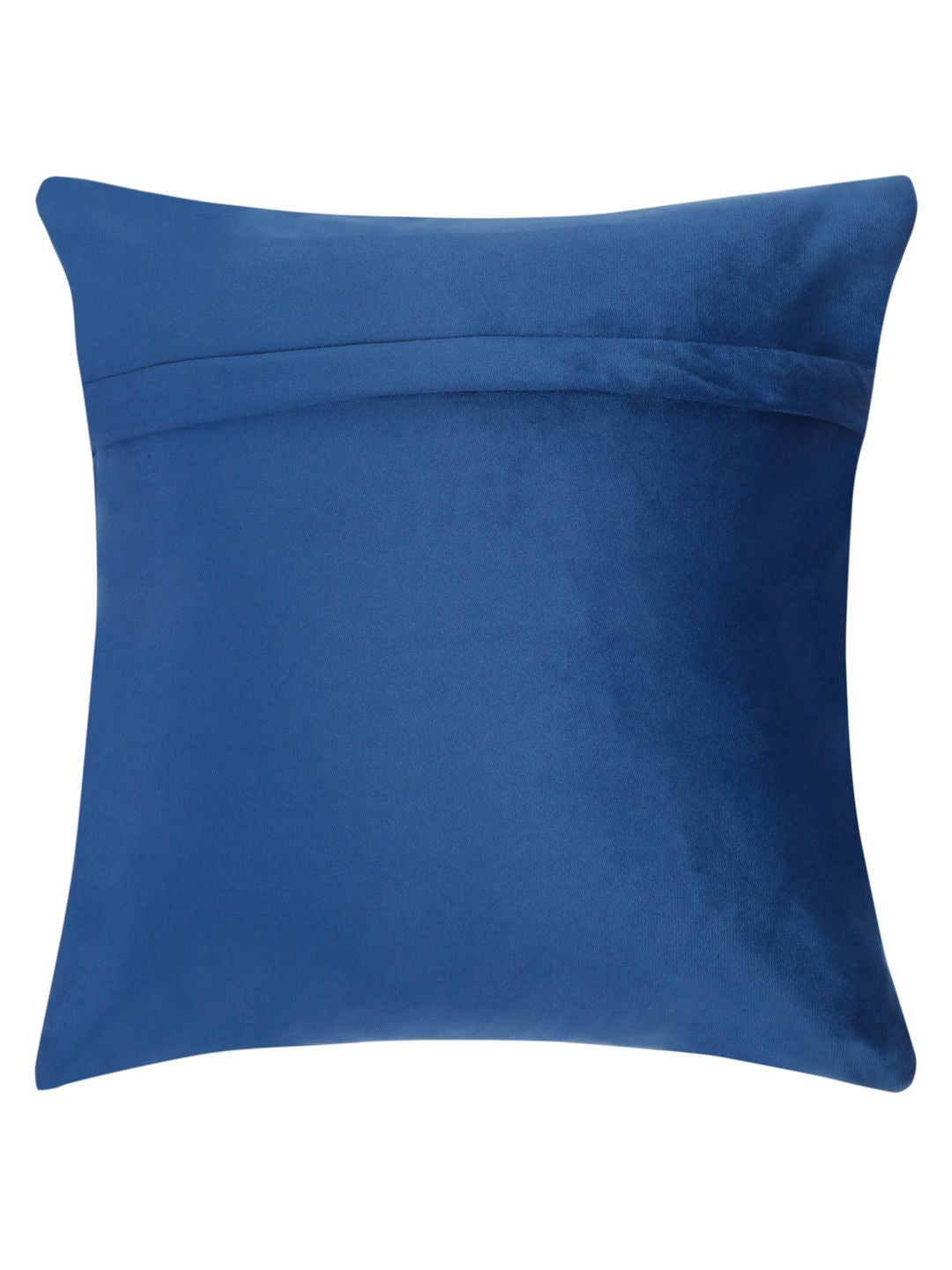 HOSTA HOMES Blue & Gold-Toned Set of 5 Floral Velvet Square Cushion Covers