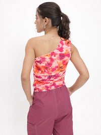 DressBerry Flower Power One Shoulder Ruch Ramble Top
