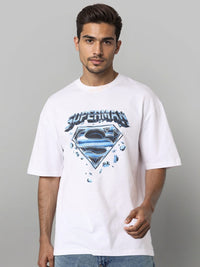 The Indian Garage Co Men Superman Graphic Printed Round Neck Cotton Oversized T-shirt