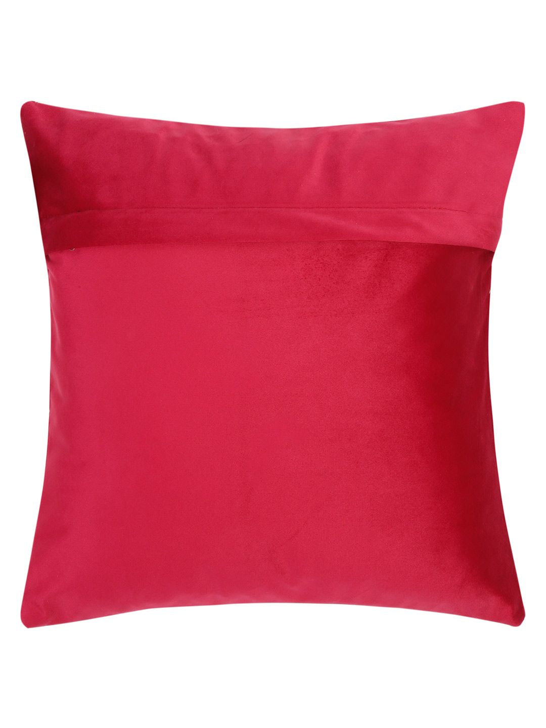 HOSTA HOMES Maroon & Gold Set of 5 Embroidered Velvet Square Cushion Covers