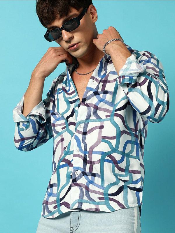 Campus Sutra Classic Abstract Printed Casual Shirt