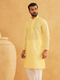 SOJANYA Kurta Kapas Tulen Bersulam Geometrik