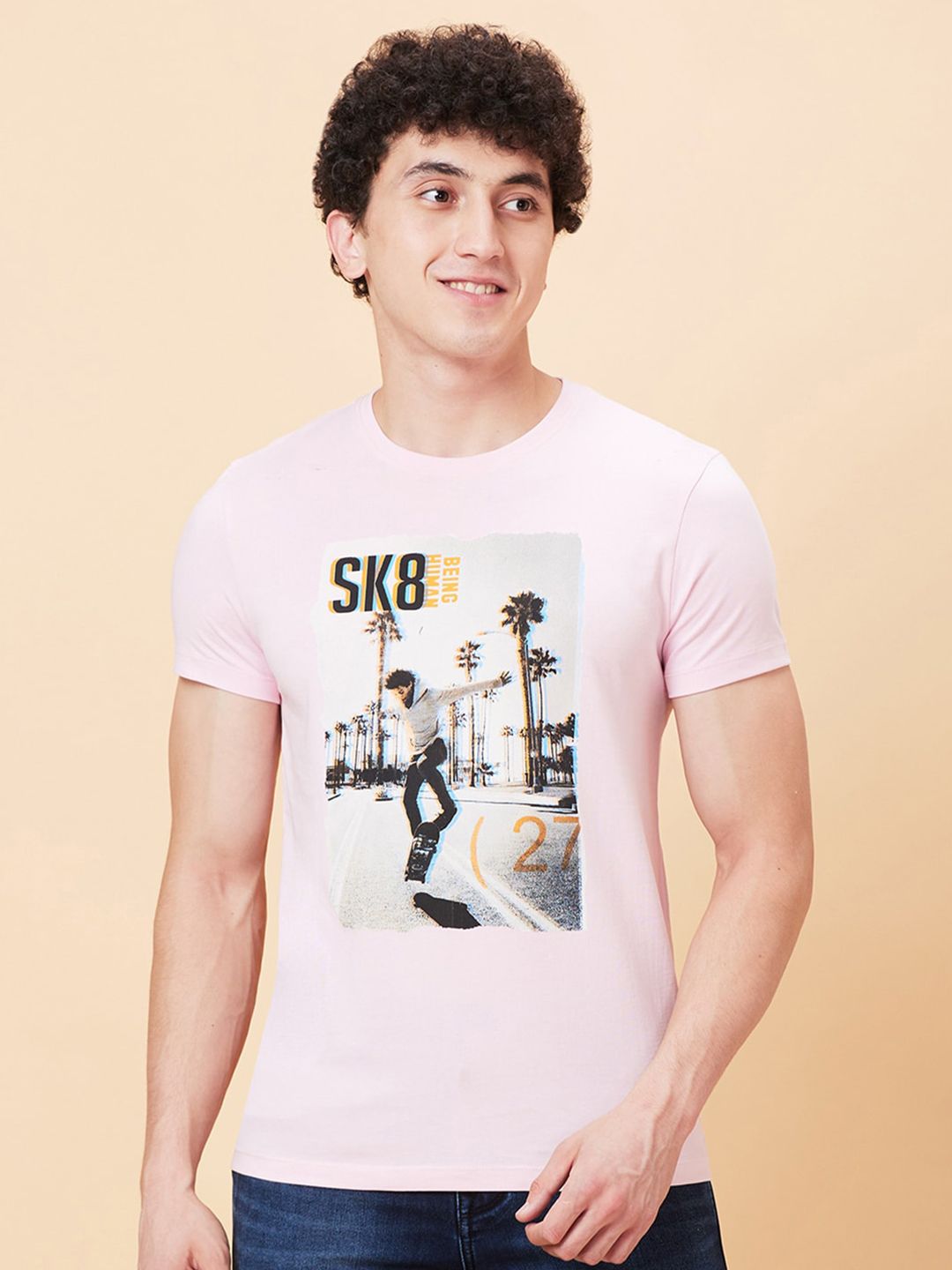 Being Human Graphic Printed Round Neck Casual T-shirt