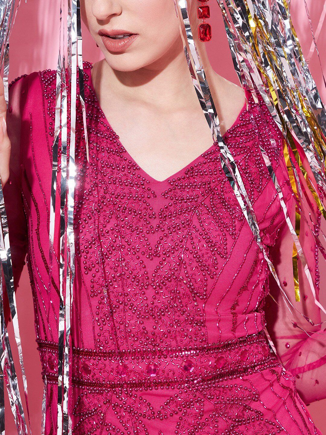 STREET 9 Women Embellished Net Sheath Mini Dress
