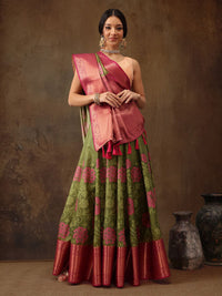 Silk Land Floral Kanjeewaram Silk Silk Digital Print saree