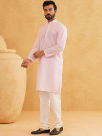 SOJANYA Geometric Embroidered Regular Pure Cotton Straight Kurta With Churidar