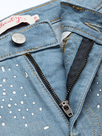 all about you Women Mom Fit Stone-Studded Stretchable Jeans