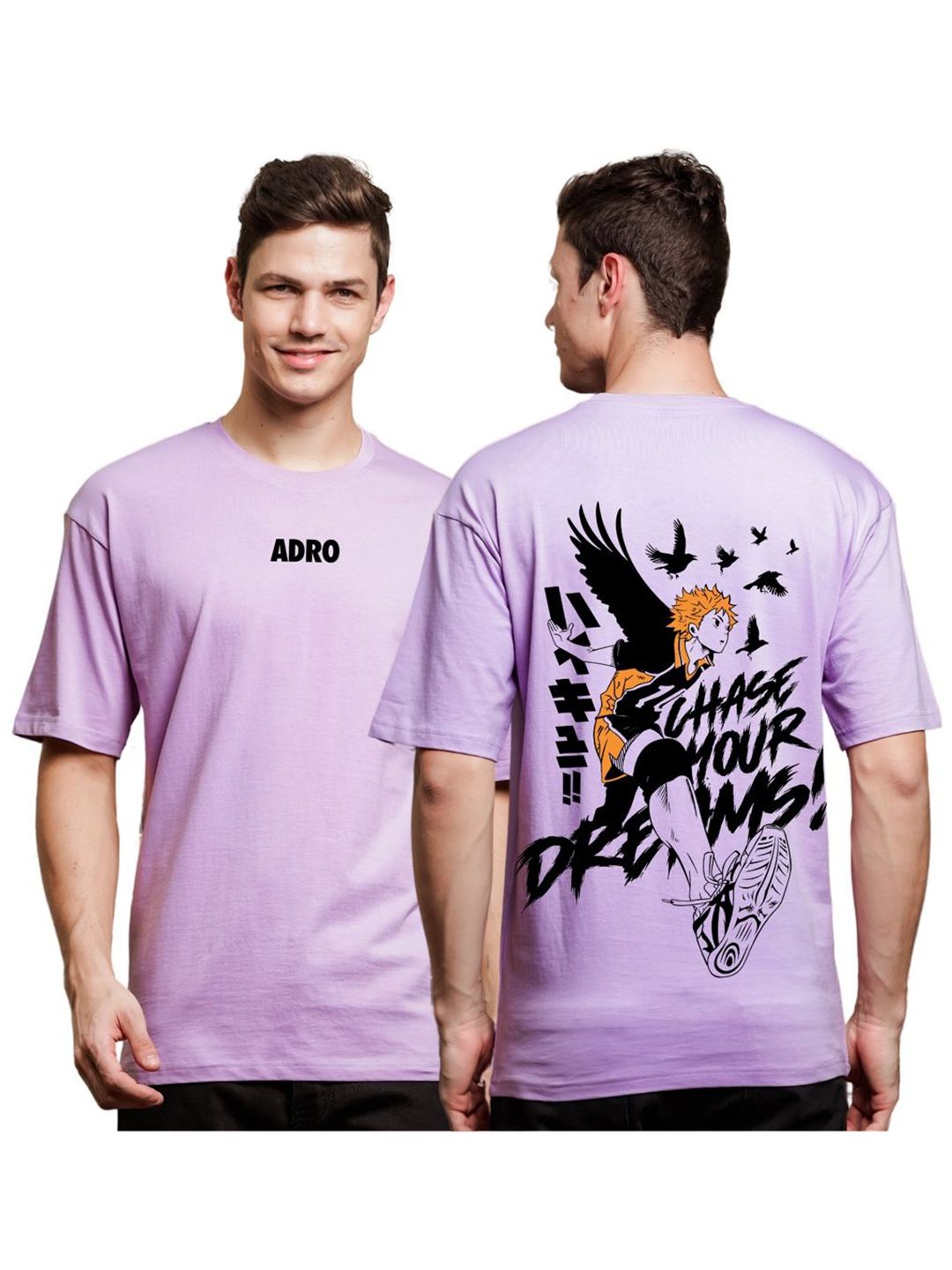 ADRO Men Typography V-Neck Applique T-shirt