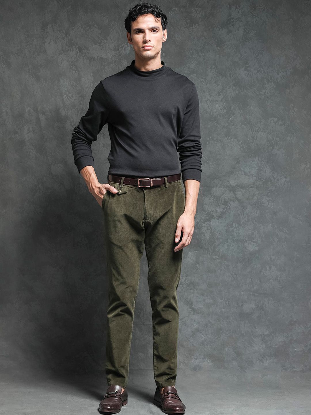 RARE RABBIT Men Cloy Slim Fit Mid-Rise Cotton Trouser