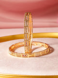 Rubans Set of 2, 18K Gold-Plated Rectangular Motif Bangles with Intricate Detailing